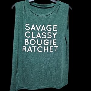 Savage Classy Bougie Ratchet Graphic Tank – Green Cutoff